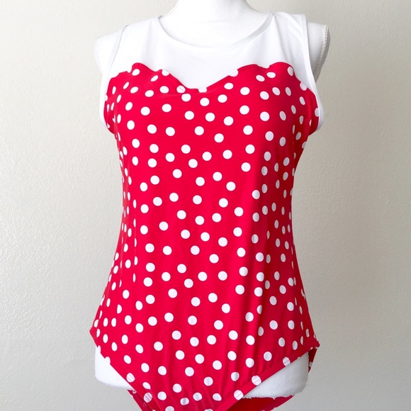 Other - Pinup polka dot swimsuit one piece Minnie Mouse